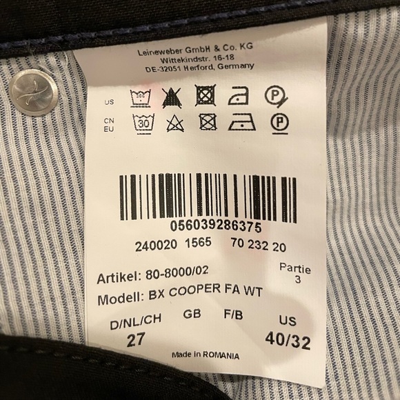 Brax Feel Good Black Virgin Wool Fancy Style Cooper Regular Fit Men’s Size 40x32 - Picture 7 of 8